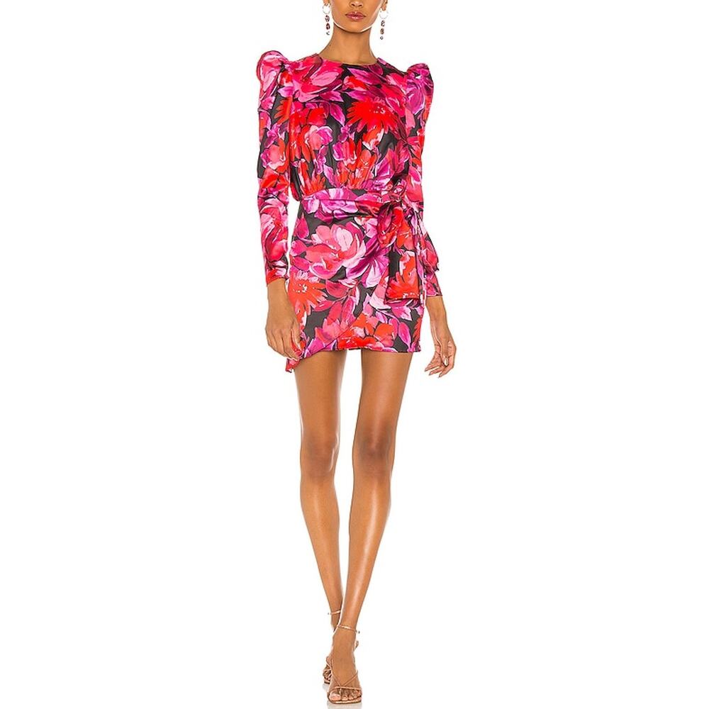 Nbd Vibrant Dark Floral Levigne Mini Dress Size S